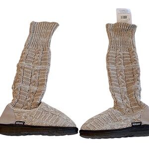 NEW MUK LUKS Knit Tall Cozy Cable Knit Sock Upper Scrunch Top Boots Womens —SZ 8